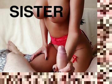 Step Sister Sucks Cock And Gets Fucked - He Cum On My Tits