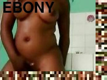 Latina ebony showing her ass and enjoying dildo