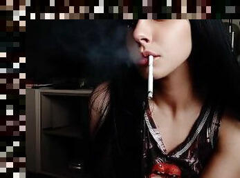 Cute Goth Girl Smoking in your house (full vid on my 0nlyfans/ManyVids)