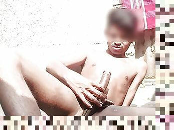 Horny boy play with his asshole in bathroom, desi boy feeling horny and jerking dick in bathroom, dever bhabhi romance 