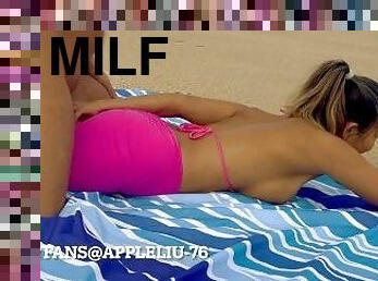 yoga pants milf gets creampied on the beach OnlyFans @ Appleliu-76