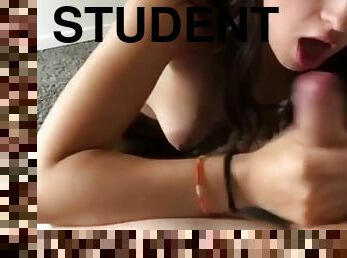Virgin College Student Gives a Blowjob for Tuition Money