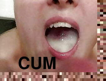 Cum in mouth close up
