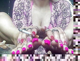 Long Pink Toenails Smoking