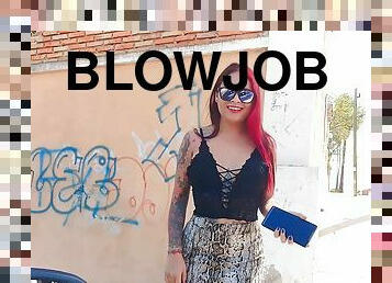 BLOWJOB PICK UP with mexian redhead teen slut and german tourist pov