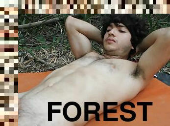 Cute And Hot Boy Meditates And Fucks In The Forest. Great Cumshot