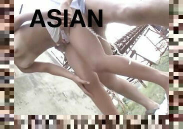 Cute Asian babe loves to be fucked outdoor