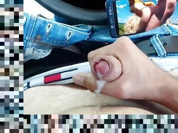 mastubasi, umum, amatir, cumshot-keluarnya-sperma, handjob-seks-dengan-tangan-wanita-pada-penis-laki-laki, mobil, sentakkan, sudut-pandang, tertangkap, seorang-diri