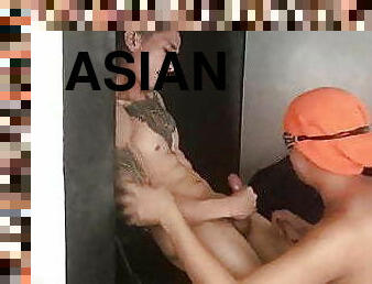 Sexy Asian guy gets nipple played big cum shot
