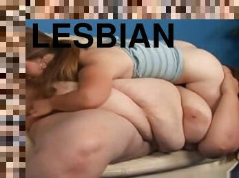 Obese bimbo in lesbian porn with a midget