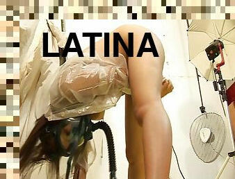 Latina in gas mask masturbating - Latin-Hot