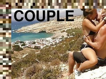 Horny teen couple have risky public sex on Greek mountain top!