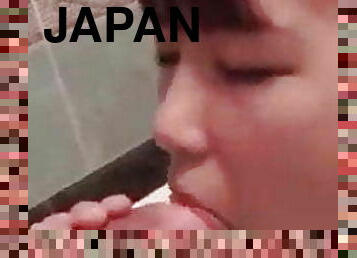 Japanese girls give slow BJ in the bathtub