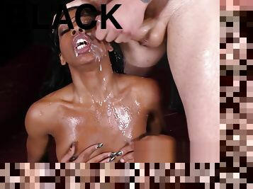 Black skank cum showered