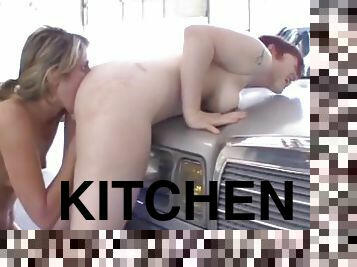 Sweetheart Blonde And Redhead Lick Pussy In Kitchen