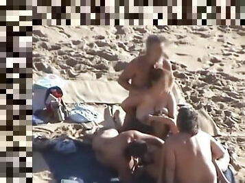 orang-telanjang, umum, amatir, kamera, seks-grup, pantai, pengintipan