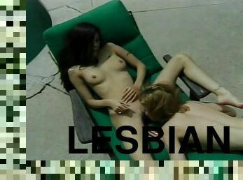 Sultry lesbian lovers lick and rub each other's pussies