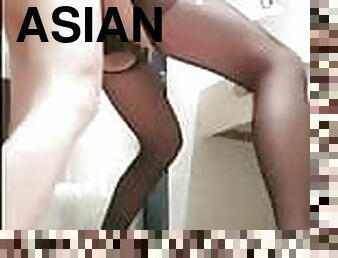 Asian ladyboy secretary is a cocksucker and ass fucked