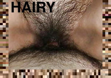 Very hairy mom rides my cock