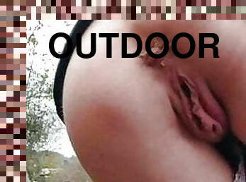 Big pussy with long labia, outdoor amateur and stranger