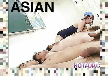 asiatisk, store-pupper, hårete, blowjob, cumshot, japansk, gruppesex, facial, vagina, pupper