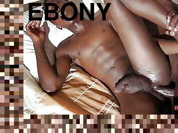 Dicksucking ebony twink gets anally stuffed