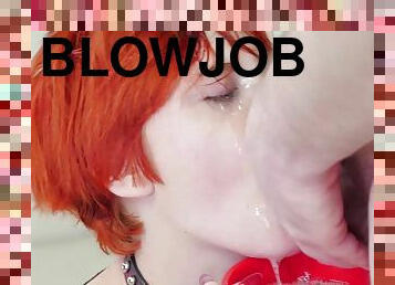 Bdsm slut gives sloppy blowjob