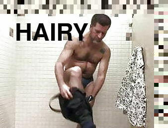 hairy dad masturbating in the bathroom