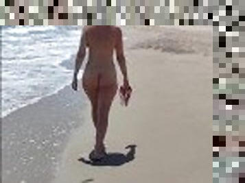 Walking Naked on the Beach Public Nudity Amateur