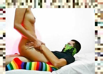 69 Blowjob and sex with Rainbow Socks
