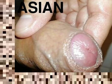 asiático, banhos, masturbação, amador, gozando, pequeno, chuveiro, minúsculo, pénis