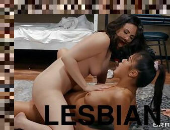 lesbian-lesbian, berambut-cokelat