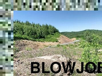 blowjob on road between hills