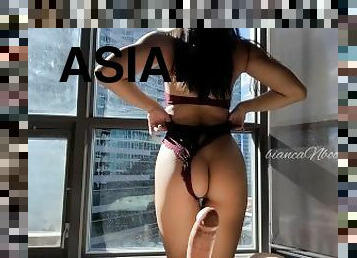 Naughty Gorgeous Asian in Assless Lingerie Dominates White Boyfriend (POV)