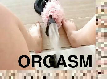orgasme, amatir, kaki, pacar-perempuan, seorang-diri, tungkai-kaki, jari-kaki