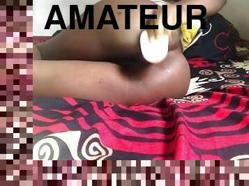 Amateur Ebony Dildo Creampie Anal