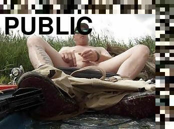 Public masturbation on the river