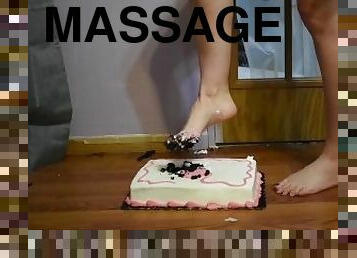 Foot massage, cake stomping, and shower clean off. Foot Fetish video.