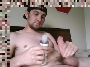 Enjoying my Fleshlight after work