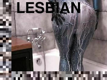 mandi, lesbian-lesbian, bintang-porno, lucu, fetish-benda-yang-dapat-meningkatkan-gairah-sex, latex, basah, dominasi, dominasi-perempuan-dalam-sex, karet