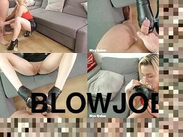 Blowjob Footjob licking cum from my heels