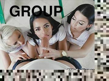 penis-besar, jenis-pornografi-milf, seks-grup, sudut-pandang, berambut-pirang, berempat, cantik, berambut-cokelat