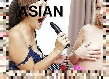 asia, amatir, dewasa, lesbian-lesbian, mainan, ibu, permainan-jari, bersetubuh, fantasi, manis