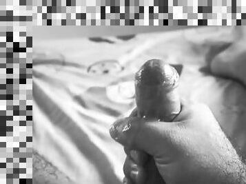 Black & white cumshot solo handjob