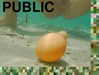 Two Eggs Amazing trip to sea floor # Public exibitionist adventure #Vaginal exercises