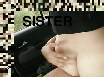 Car ride with my stepsister ends in sex and creampie, perfect body