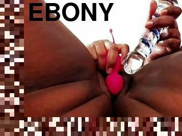Thick Ebony GF sends me videos of her cumming with multiple toys