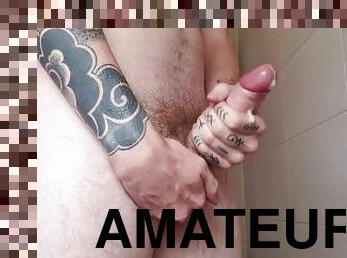 baignade, masturbation, amateur, énorme-bite, ados, britannique, douche, solo, tatouage, bite