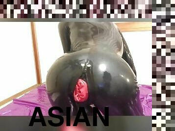 asiatisk, amatør, anal, fetisj, latex, alene, dukke