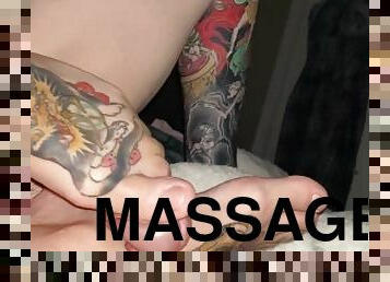Tattooed foot big cock Massage